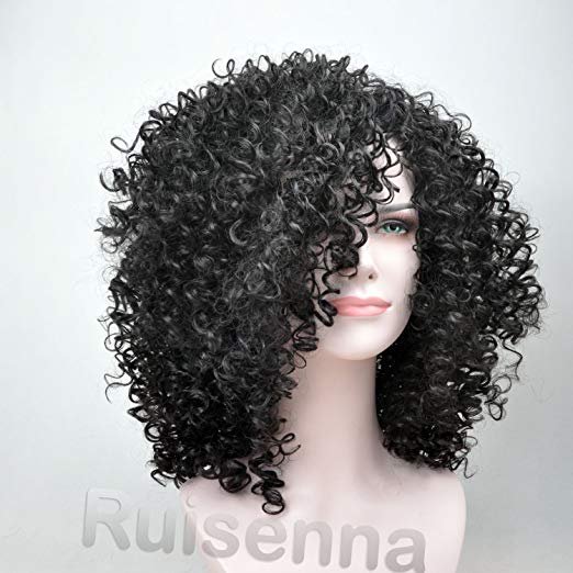 RUISENNA Afro Curly Hair Wigs for Woman High density Kinky Hair 100% Heat  Resistant Fibre Synthetic Wig 20