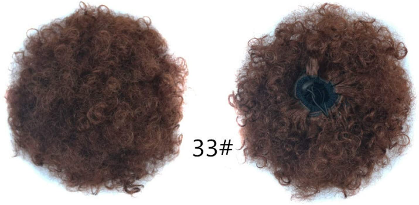 NOEYUN Puff Afro Short Kinky Curly Chignon Hair Bun Drawstring Ponytail Wrap Hairpiece 8Inch ...