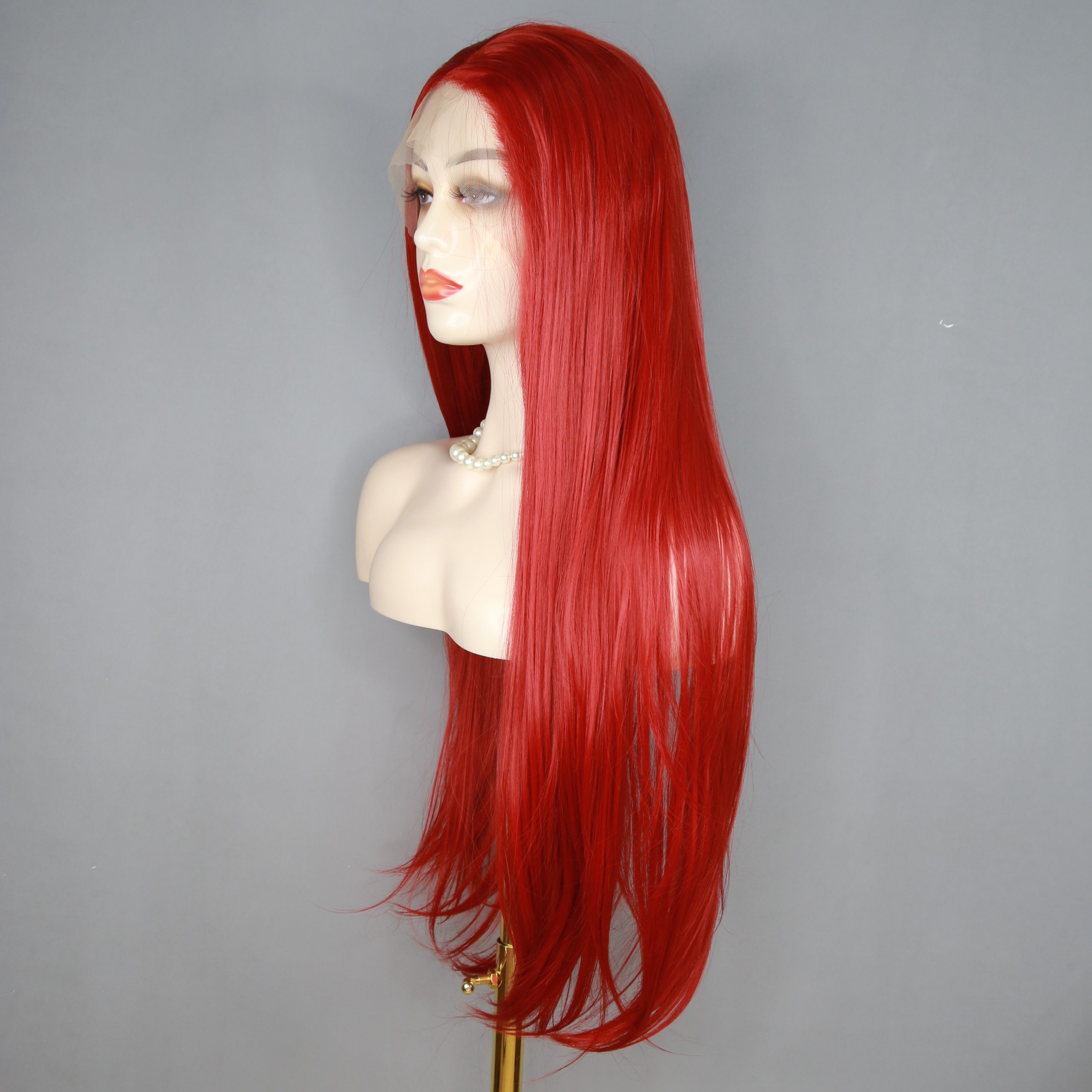 COLORFULYOU Wine Red Colour Wig Lace Front Wig Straight Wig Synthetic ...