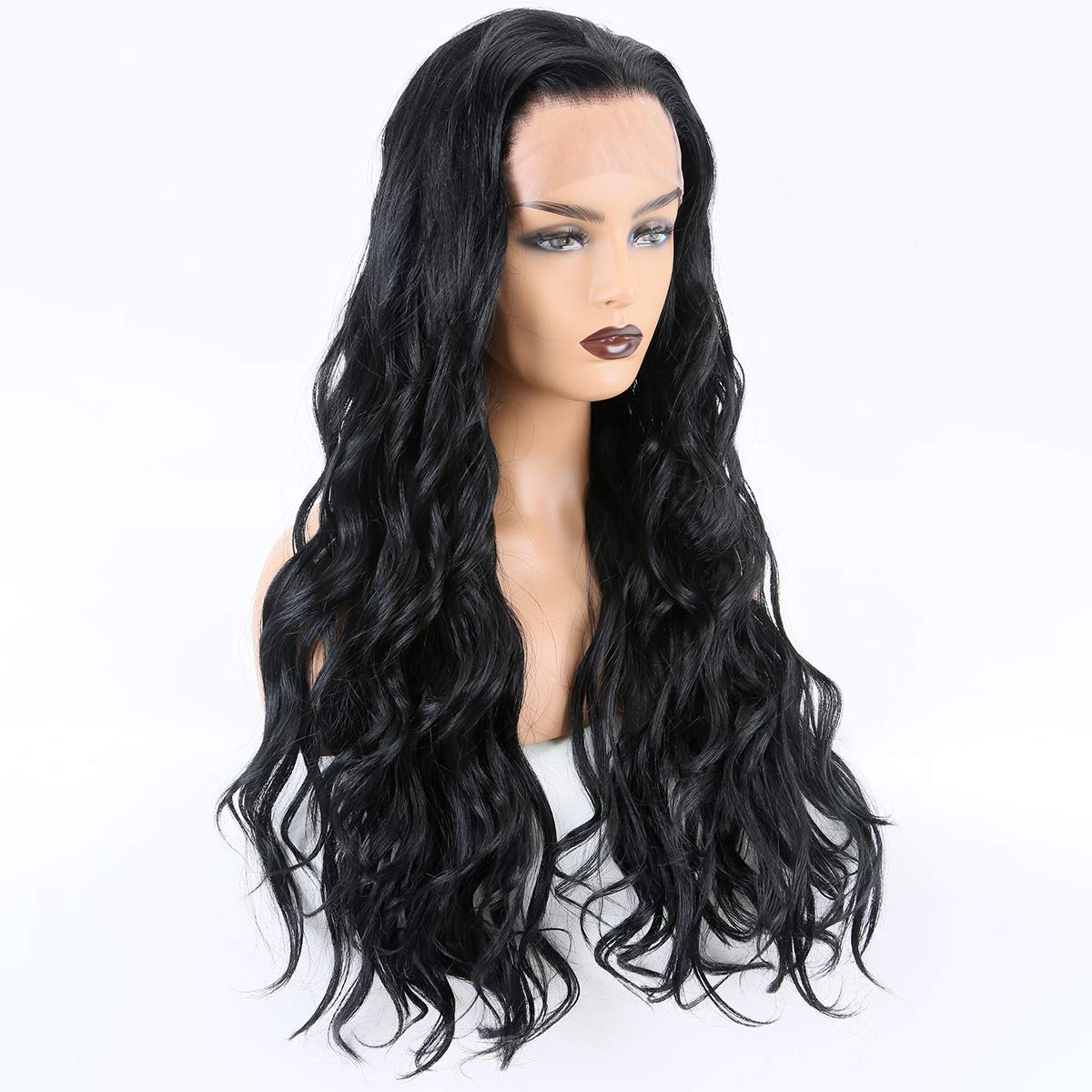 Miss Diva 13×6 Long Wavy Synthetic Lace Front Wigs 20 Curly Full Wig Natural Looking Heat