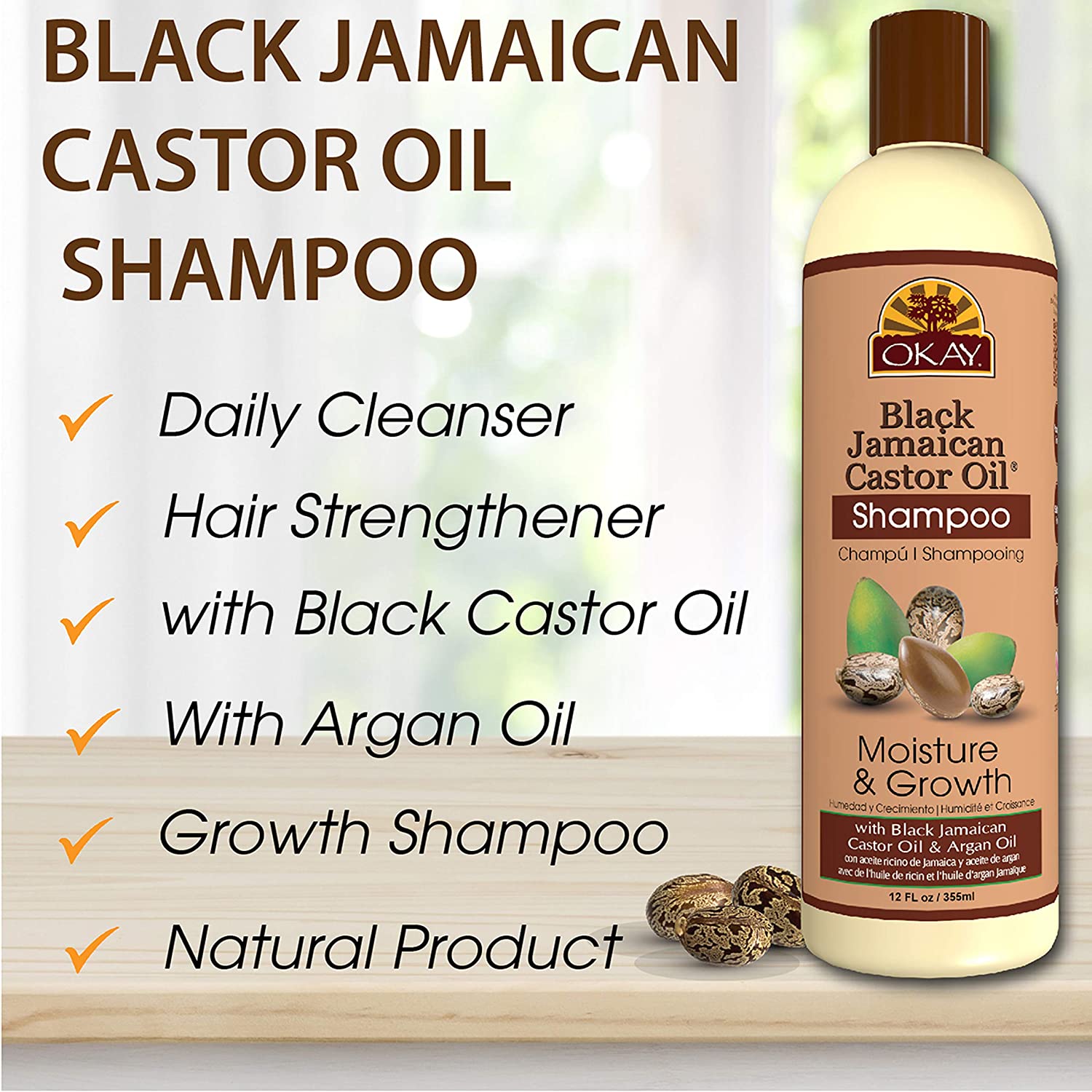 OKAY Black Jamaican Castor Oil Shampoo For All Hair Types