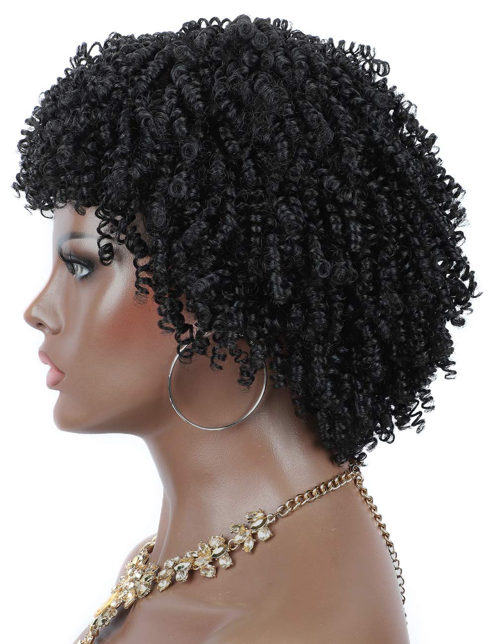 Kalyss Premium Synthetic Short Afro Kinky Curly Wigs Realistic Black Curly Wigs Lightweight Soft 