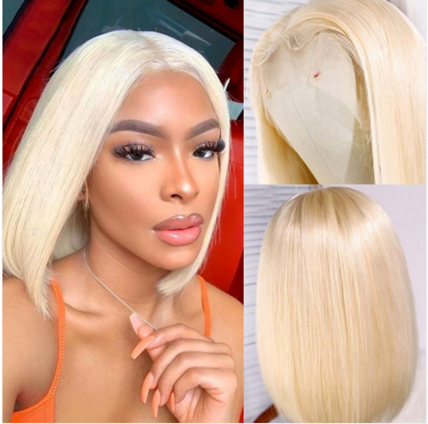 NOBLE Platinum Blonde Bob Wigs for Women T Part HD Lace Front Wigs ...